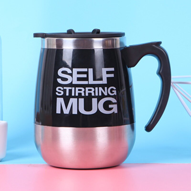 Taza de mezcla magnetizada de acero inoxidable, tazas de café de leche creativas multifunción, antiquemaduras, agua magnetizada de varios colores: Black