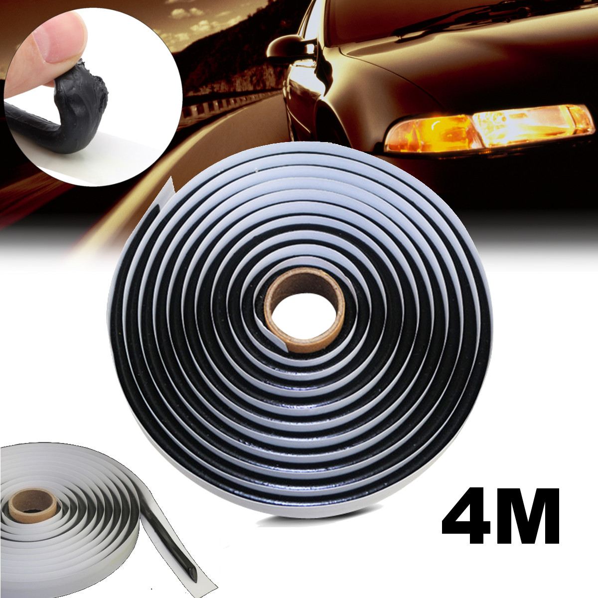 4M Black Butyl Rubber Glue Sealant Car Truck Headlight LED Retrofit Reseal Strip