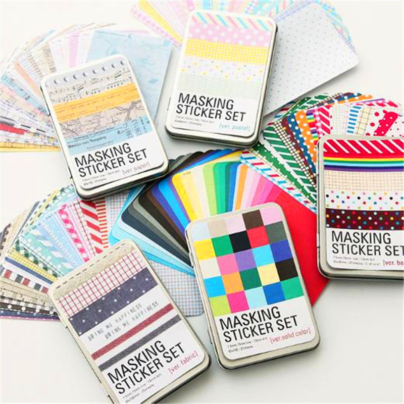 27 sheets/bag DIY Cute Kawaii Paper Masking Sticker Set Stationery Office School Supplies For Diary Album Scrapbooking Student