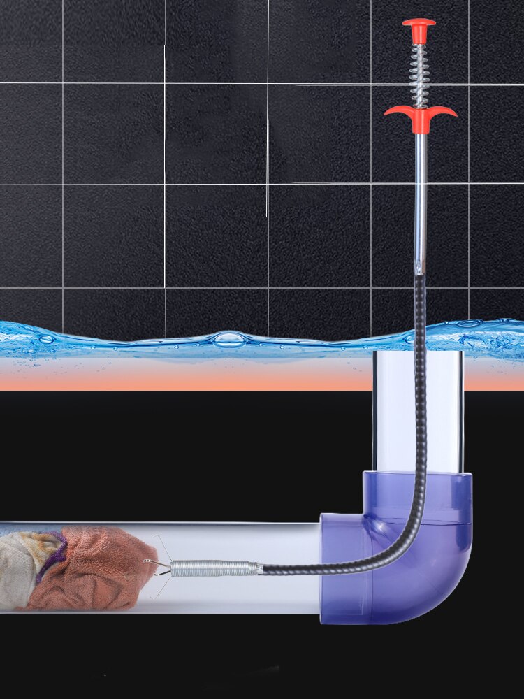 4 Size Pipe Dredging Drain Snake Kitchen Drain Pipe Curve Grabber Dredge Hooks Sink Flexible Unblocker Household Cleaning Tools