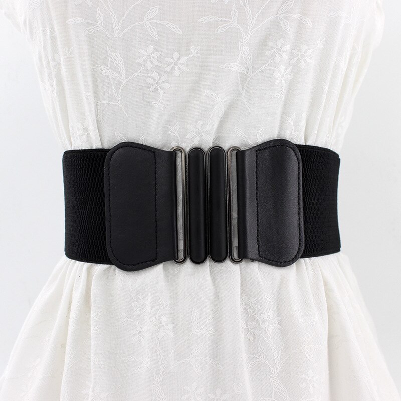 Women Belt Waist Belts Lady Solid Stretch Elastic Wide Belt Dress Adornment for Women Waistband 7.5cm Width 65cm Long