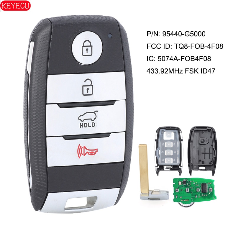 KEYECU Keyless-Go Smart Remote Key 433MHz for KIA Niro Touring LX EX S Touring Hybrid TQ8-FOB-4F08 95440-G5000