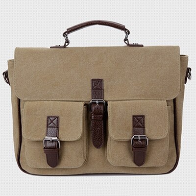 Canvas Messenger Bag Business Casual Mannelijke Satchel Reizen Schouder Laptop Tassen Masculina Vintage Mannen Crossbody Aktetas Bolsas: Khaki