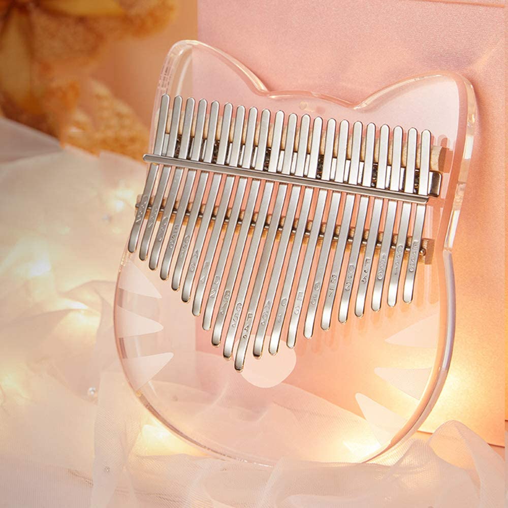 17 Keys Kalimba Thumb Piano,Portable Mbira Transparent Acrylic Wood Finger Mbira,Musical Instrument for Beginners with Bag: Totoro