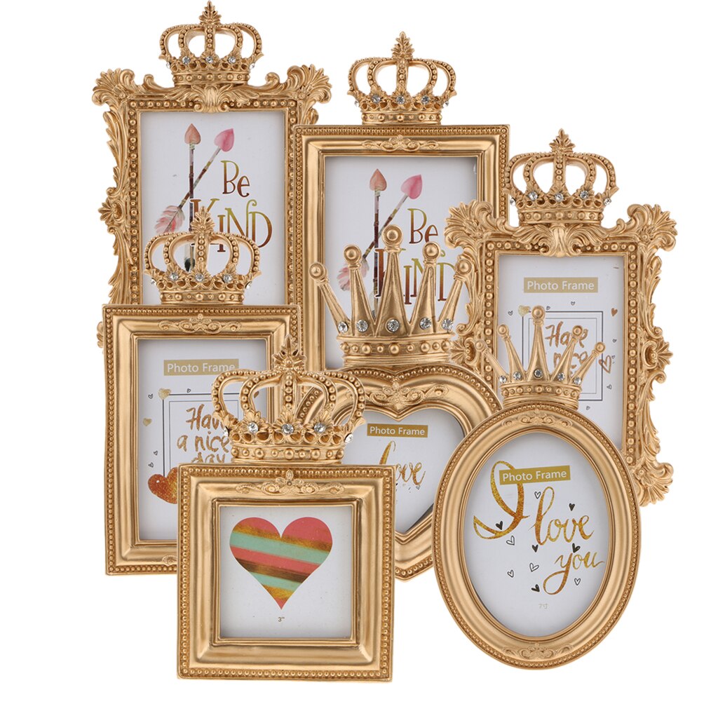 Europese Retro Stijl Gesneden Gouden Kroon Fotolijst Hars Ambachtelijke Xmas