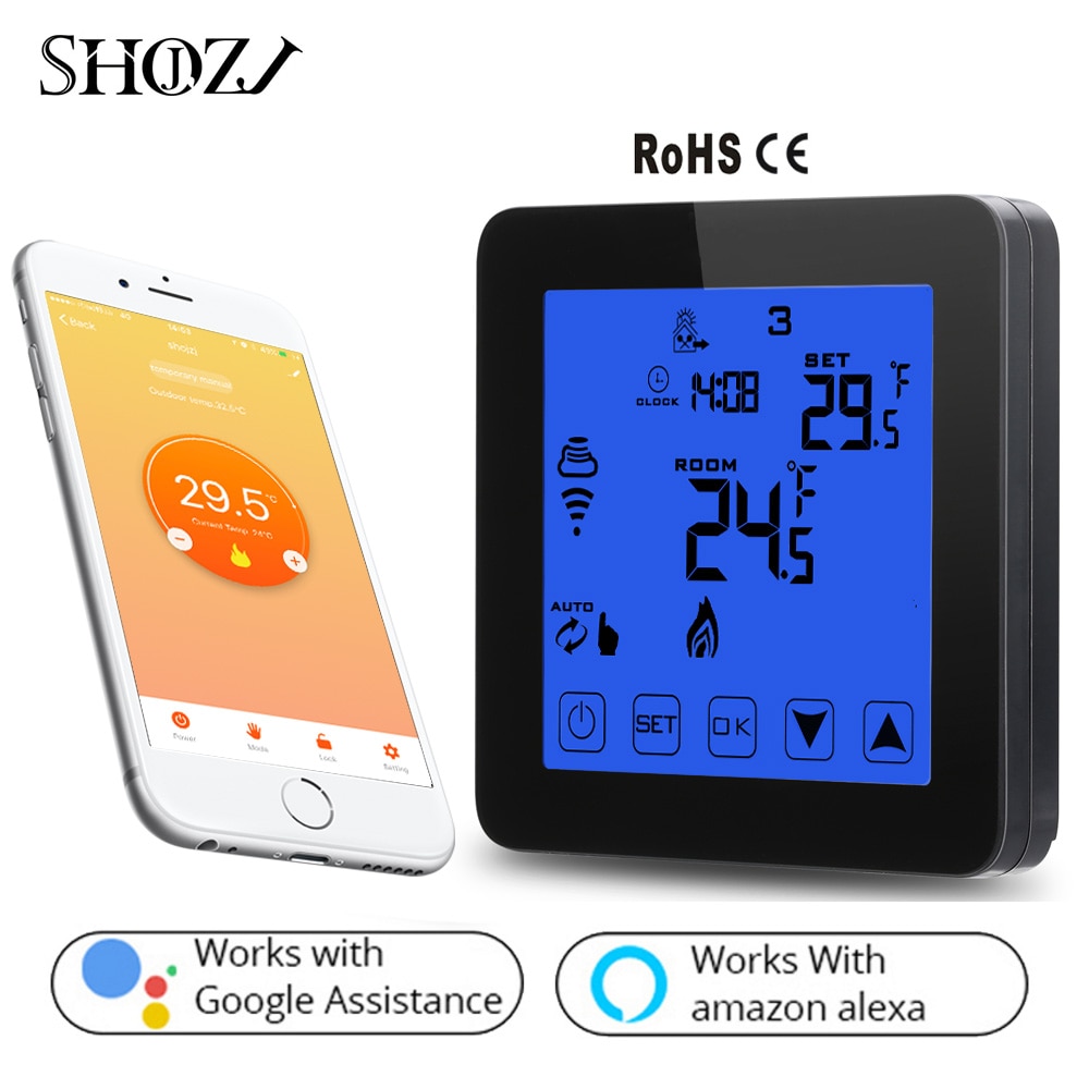 Alexa Google home smart Wifi energy saving thermostat programmable touch screen temperature controller electric & water heating