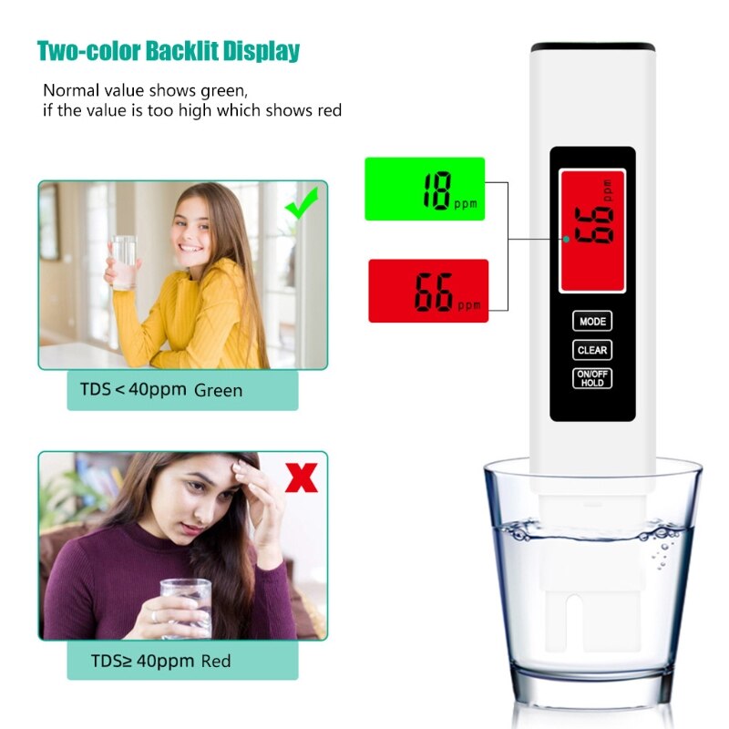 3 in 1 LCD Digital TDS EC PPM Meter Water Purity Tester Drinking Monitor