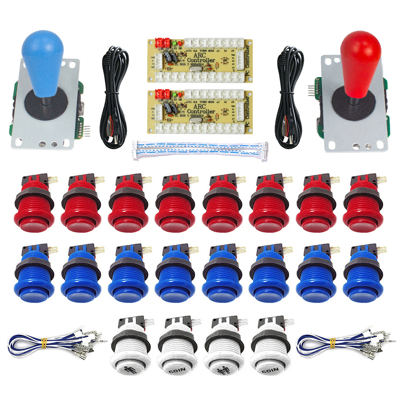 Arkade- 2 -spieler-Null-Verzögerung-Bausatz, mando Arkade usb-Encoder für pc, Himbeere Pi, happ druckknopf-Joystick, usb-Arkade-automat: Weiß