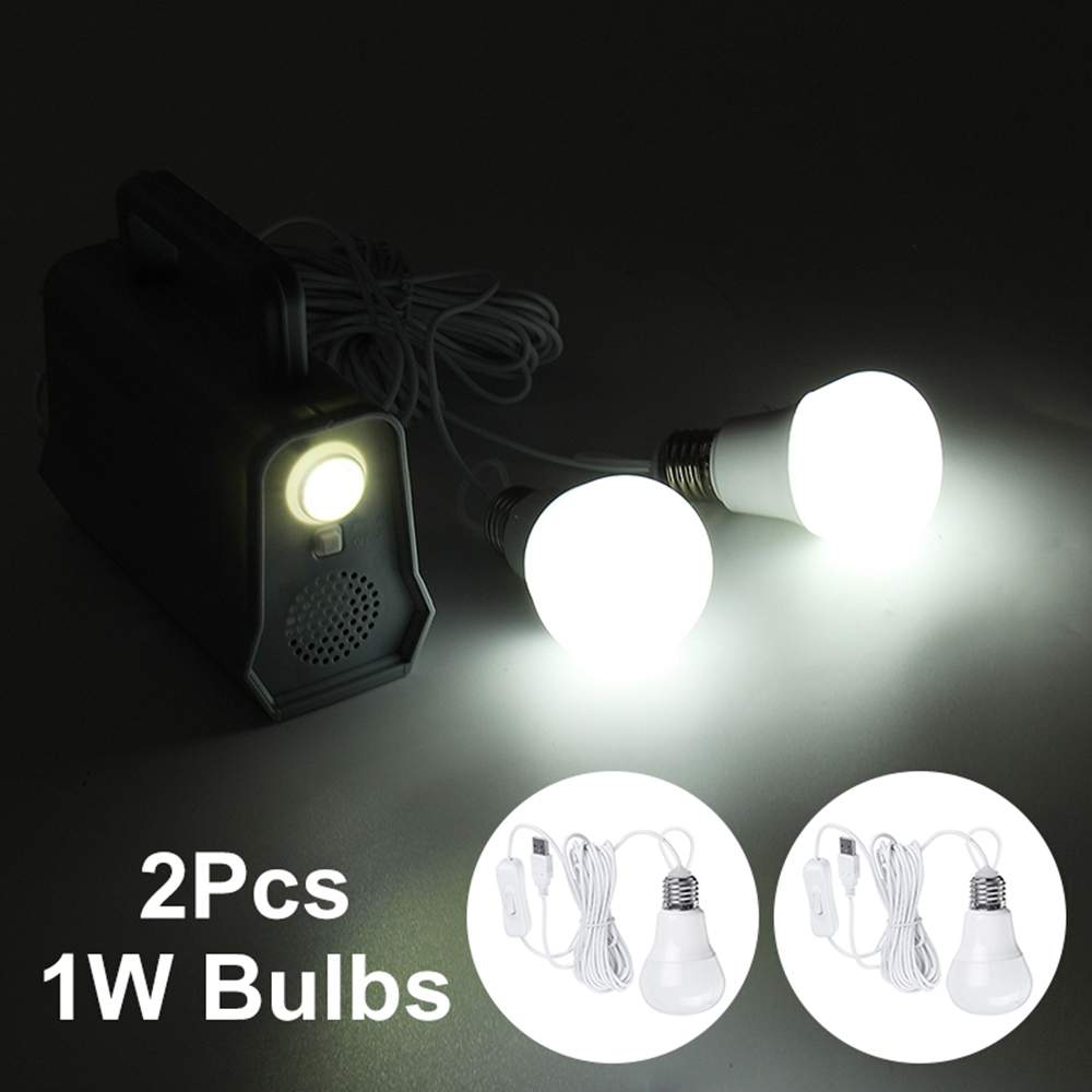 Outdoor Solar Panel Generator bluetooth MP3 Radio Home Power System Kit With 2 LED Bulb Solar Storage Generator Power System Kit