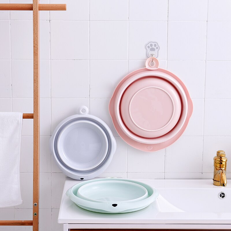 Portable Plastic Basins Outdoor Folding Bucket Fruit Washbasin Fishing Camping Car Wash Container Bathroom Accessories