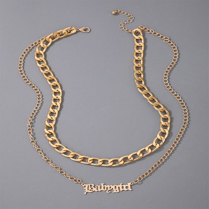 Docona Ontworpen Brief Gouden Hanger Kettingen Voor Vrouwen Custom Naam Lichtmetalen Kettingen Sieraden Accessoires 16720