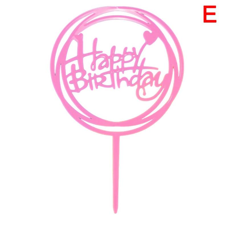 1pc glitter feliz aniversário bolo topper acrílico carta preto cor de ouro bolo topo bandeira decoração crianças aniversário festa de casamento suprimentos: E