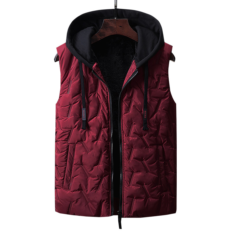 Singleroad vinter fleece vest herre ærmeløs jakke herre hættejakke herre bomulds vatteret vest vindtæt bodywarmer