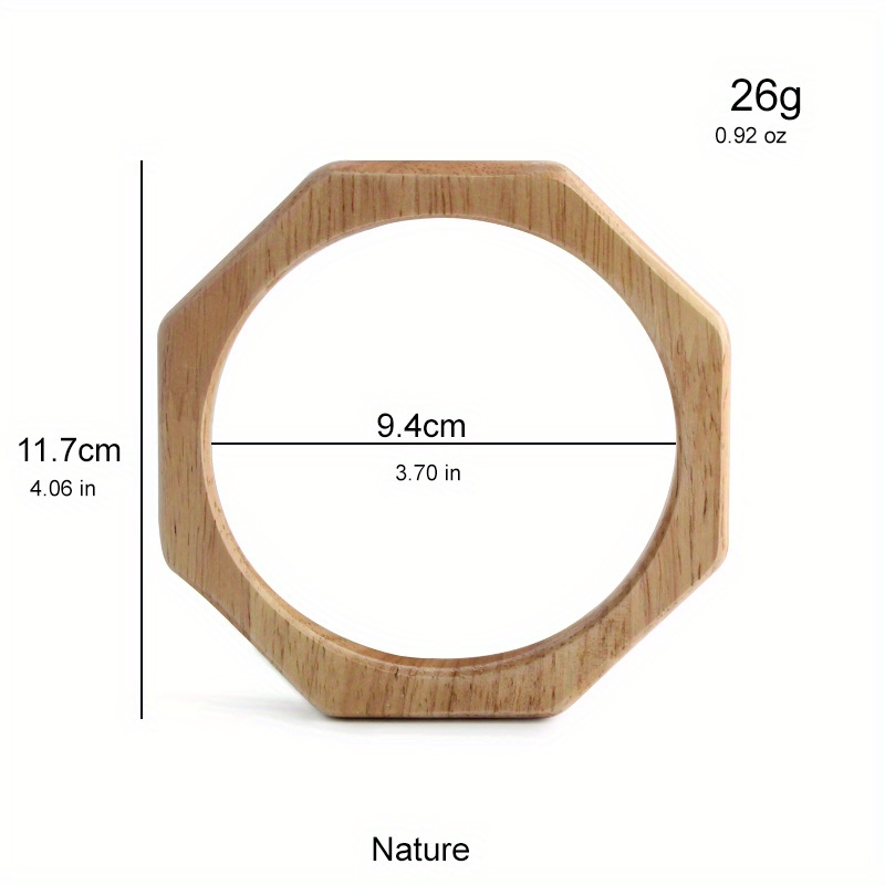 2PCS Natural Color Hexagonal Trapezoid Beach Straw Bag Woven Bag Handle Wooden Handbag Handle Replacement DIY Bag Accessories