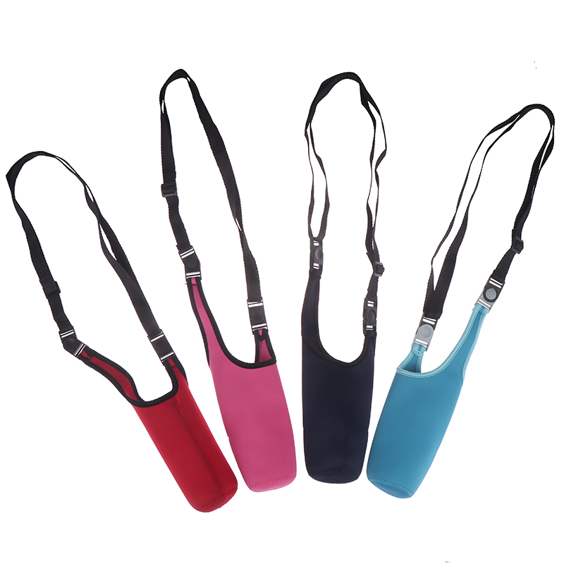 1pc värmeisolerande vattenflaska lock väska bärare med snäppspänne rep rem