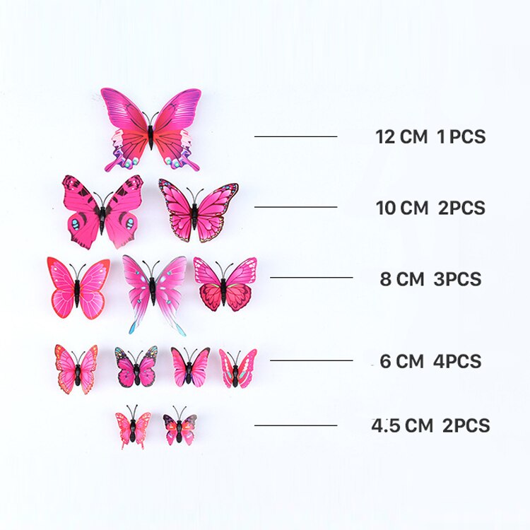 12Pcs 3D Double layer Butterfly Wall Stickers Butterfly Fridge sticker DIY Art Home Decoration Wall Stickers Wall Decals