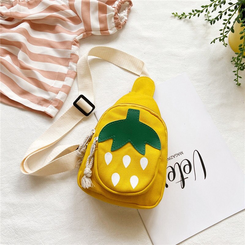 Baby Handtasche Kinder Nette Erdbeere Muster Kreuz-körper Handtasche Mädchen Schulter Messenger Bag Outdoor Neuheiten: YELLOW