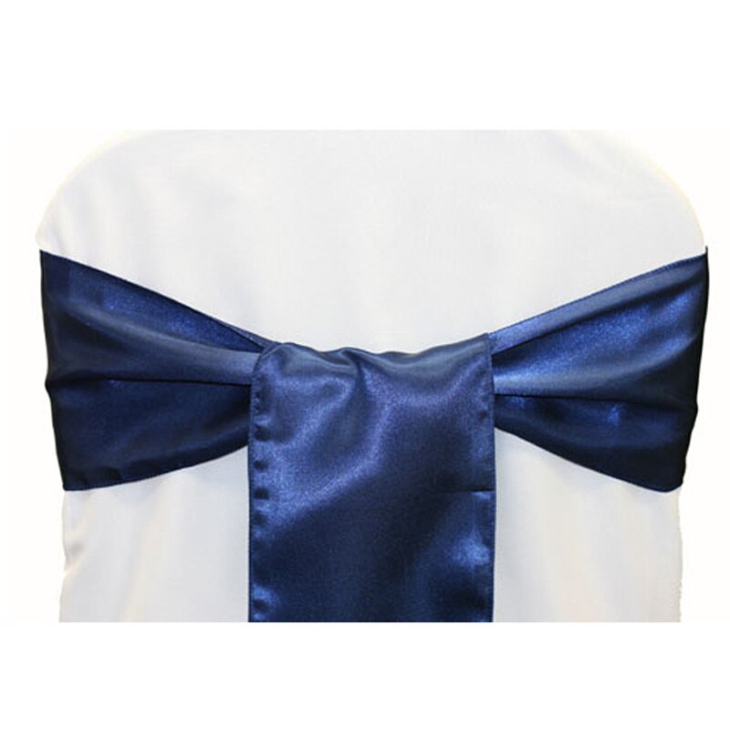 Freies 25 teile/los Hochzeit Stühle Knoten Schärpe Satin- Stoff Stuhl Schärpen Bogen Abdeckung Für Hochzeit Partei Bankett Veranstaltung Dekorationen: Marine Blau