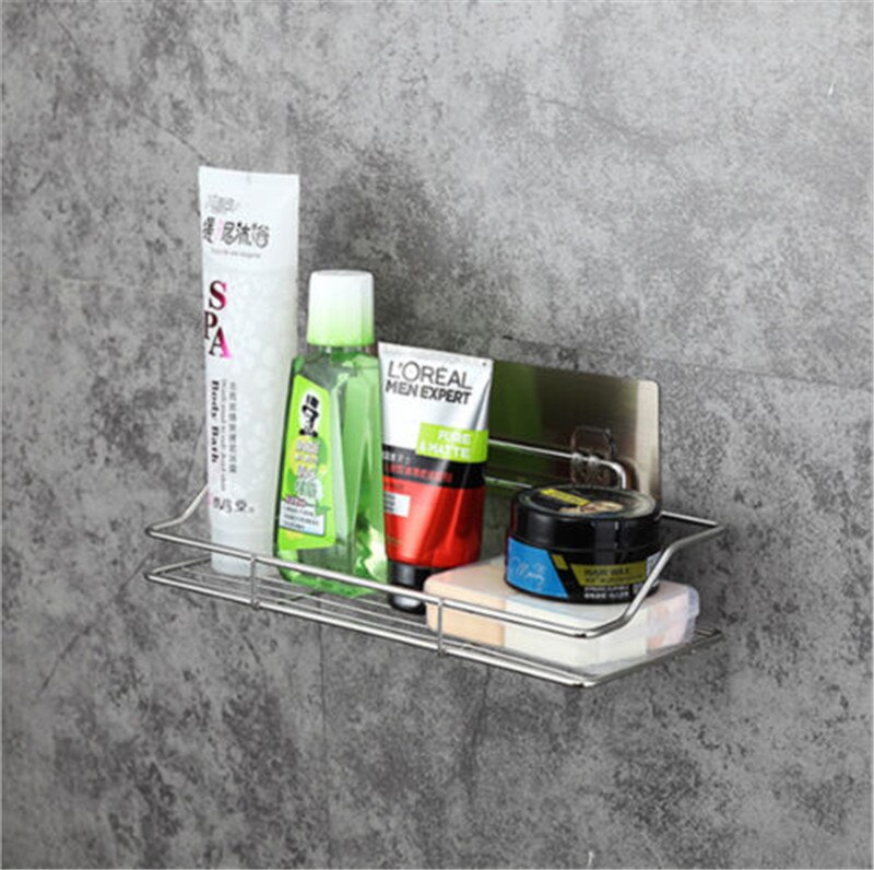 Adhésif fixé au mur Durable de support de stockage de salle de bains de panier d'étagère d'acier inoxydable