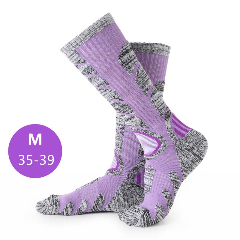 1 Paar Outdoor Skiën Sokken Warm Vocht-Absorberende Warm Knie Hoge Sport Sokken Skiën Snowboarden Gereedschap: Purple