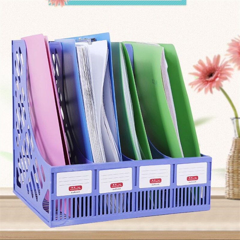 30.5x25.7x30cm Four Grid File Holder Desk Organiser Office File Column PP Plastic Data Frame File Holder Storage