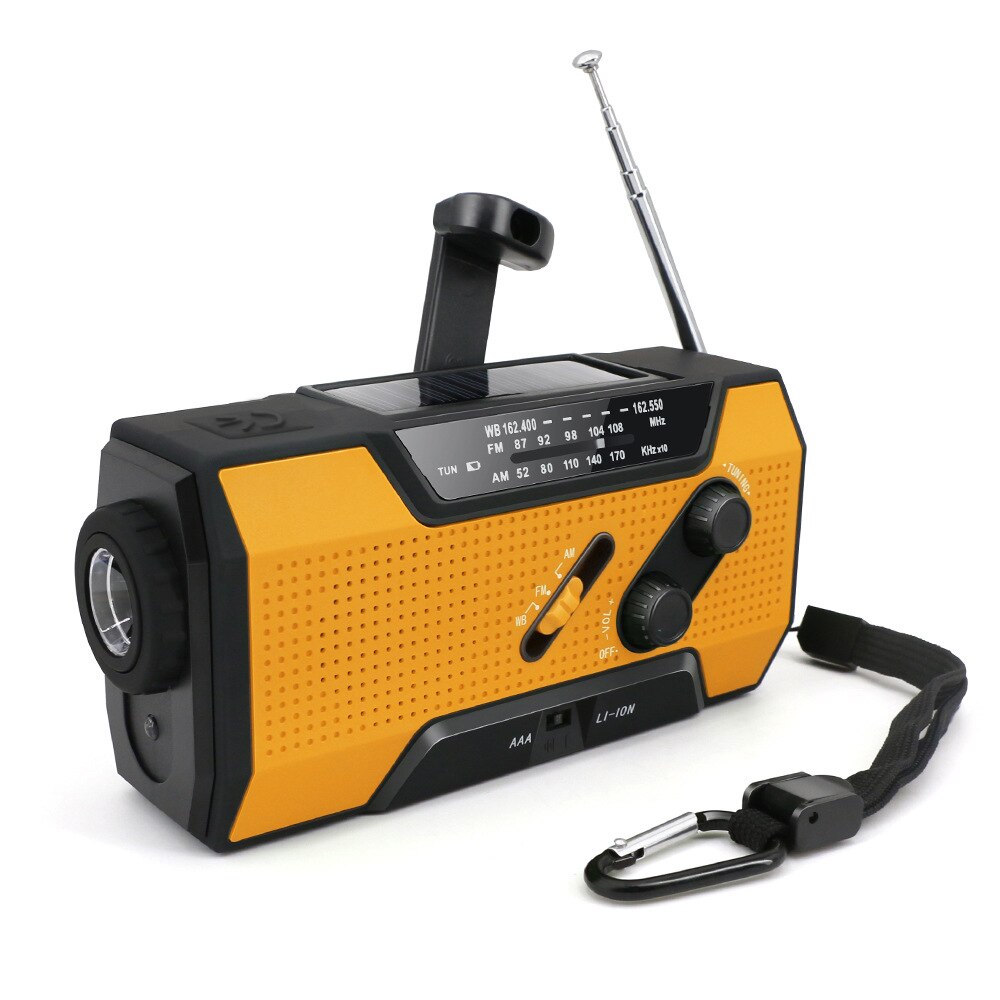 Rádio de emergência portátil multifuncional rádio de prevenção de desastres de rádio 2000mah solar com lanterna led solar powerbank rádio: orange