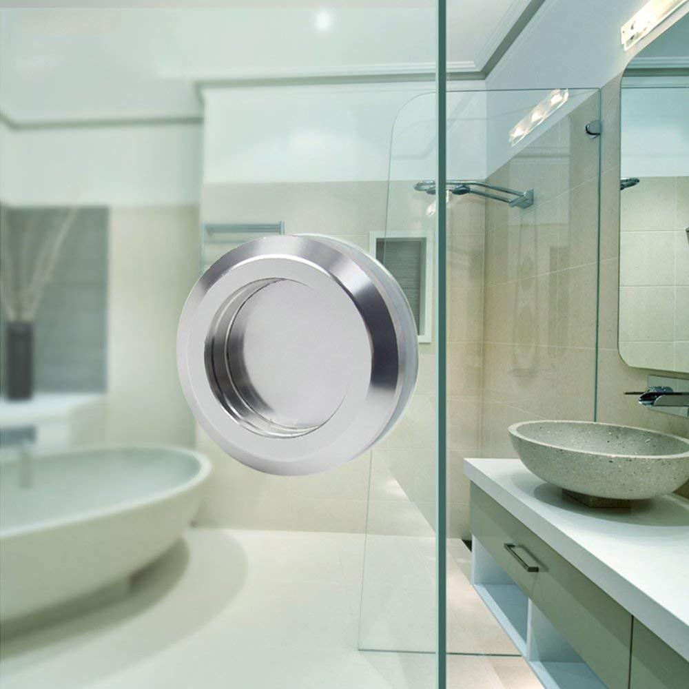 Stainless Steel Brushed Sliding Door Handle Bathroom Shower Glass Door Round Handle Pull Knob for 8-12mm Glass