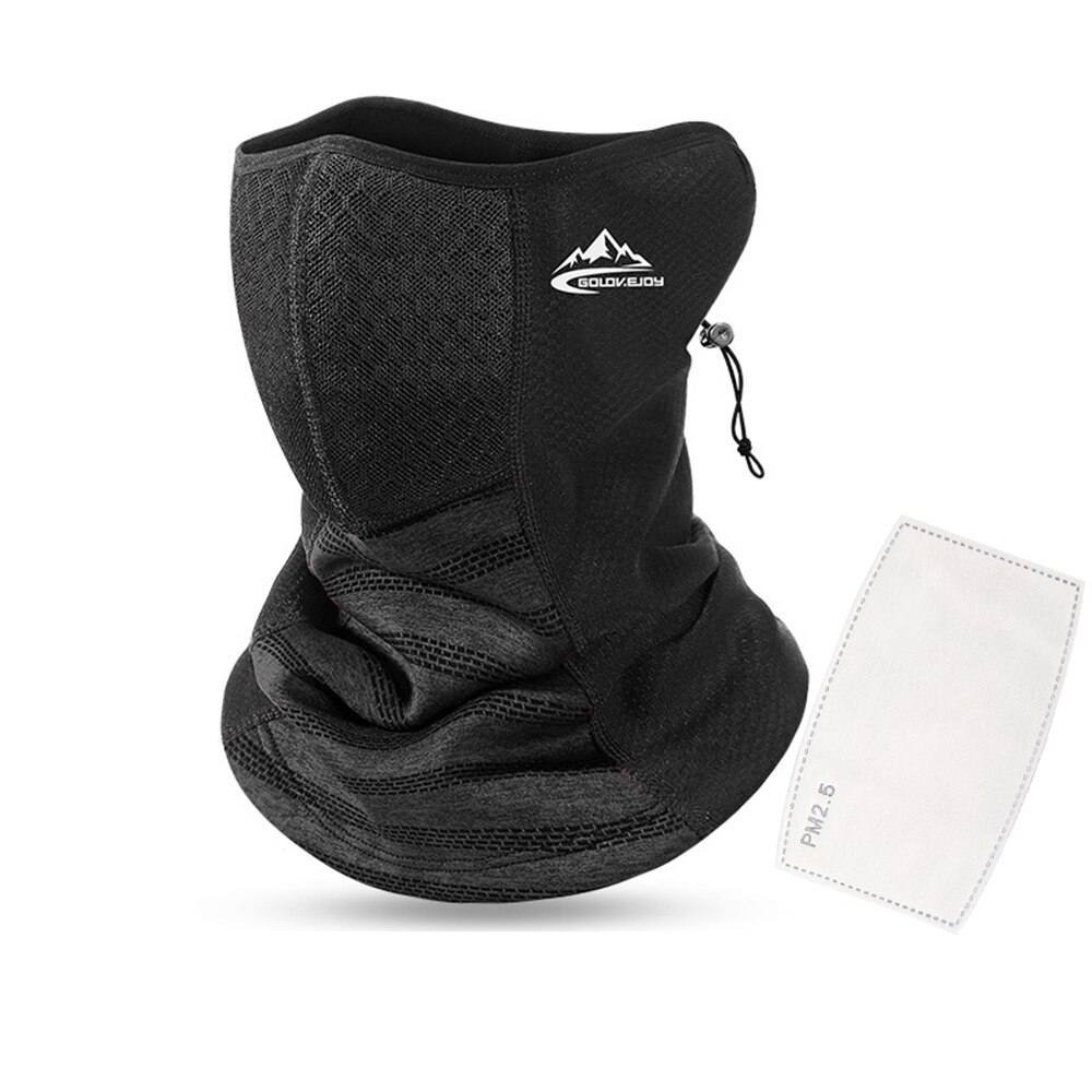 Unisex Winter Cycling Face Scarf With PM2.5 Filter Neck Warmer Outdoor Running Fleece Bicycle Bandana Sport Windproof Headwear: style1  black