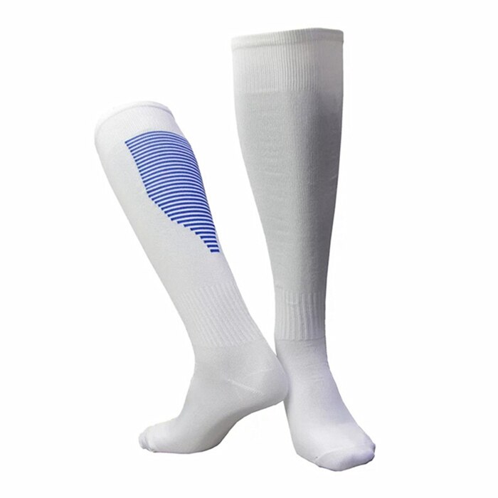 Summer Men Women Adult Thin Sport Volleyball Rugby Soccer Football Socks Above Knee High Long Stockings Leggings Breathable: CDP512 white blue