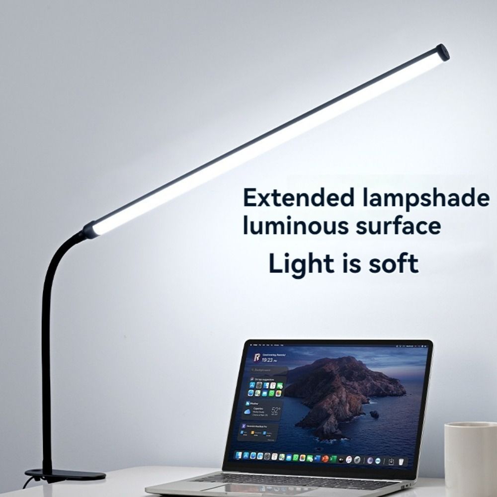 Augenpflegende LED-Schreibtischlampe zum Aufstecken, 3-Modus-Farben, lange Arme, Lese- und Arbeitszimmerleuchte, flexibel, einstellbare Helligkeit, Nagelkunstlampe