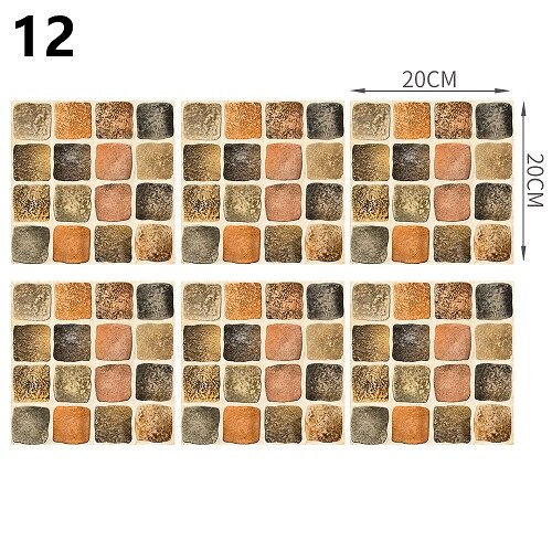 18Styles 20cm*20cm 6PCS/Set DIY Home Decor Kitchen Vinyl Self-sdhesive Wallpaper Backsplash Mosaic Tile Sticker Home Decoration: style12