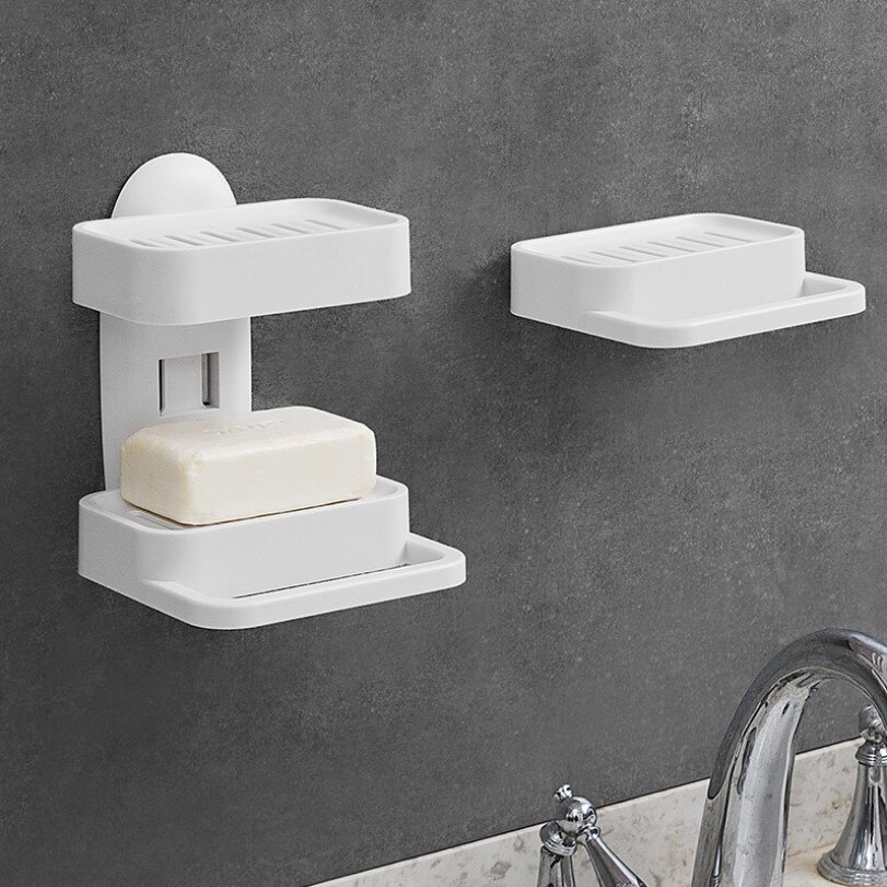 Single/Double Layers Soap Basket Bathroom Suction Soap Holder Soap Box Kitchen Tools Storage Rack Drain Basket