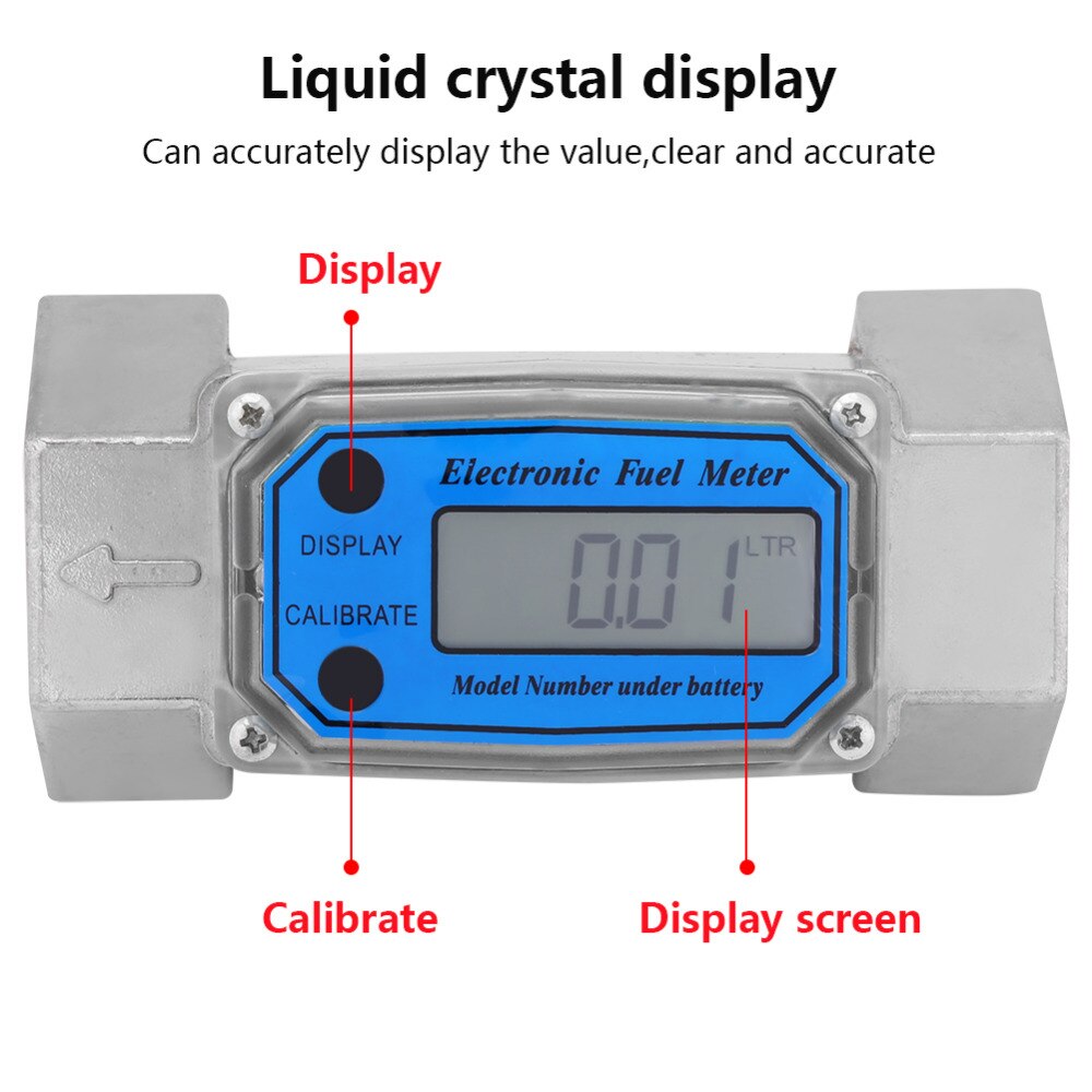 15-120L/Min Digital Meter Diesel Fuel Meter 1.5inch NPT Blue Electronic Meter