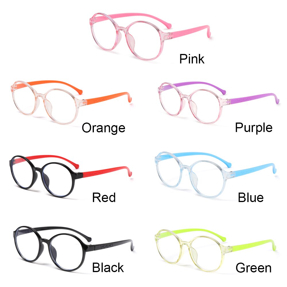 1PC Boys and Girls Anti-Blu-ray Children’s Glasses Candy Color Round Frame Glasses Super Light Frame Computer Goggles