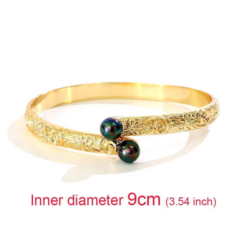 Say Hello 6-7-8-9 CM Polynesian Hawaiian Samoa Marshall Style Pearls Men Woman Gold Tone Bracelets Bangles GJZ3448: Diameter 9CM K6509