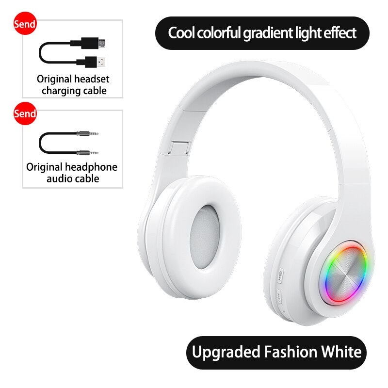 MiKuTech Bluetooth 5.0 Headphones - Deep Bass Stereo Noise Reduction Gaming Headsets: T6 White