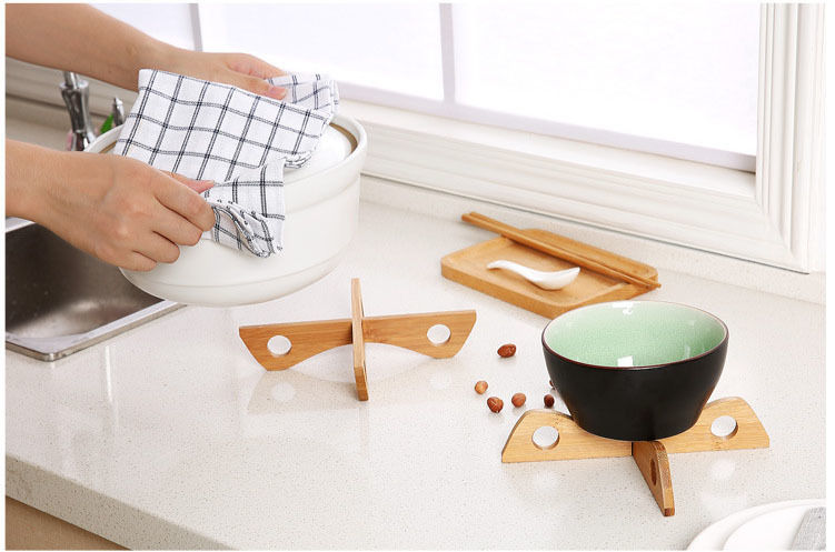 Esteras de bambú resistentes al calor removibles de la estera de la olla soporte de cocina de la cocina almohadilla de aislamiento cuenco taza plato posavasos