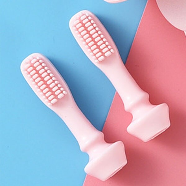 Børn blød silikone træning tandbørste baby børn tandpleje tandbørste værktøj baby kid tandbørste babyartikler: Erstatning lyserød