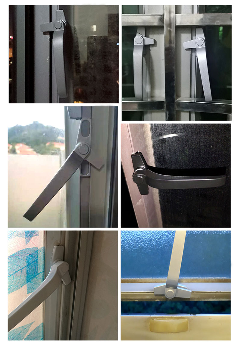 Manijas de ventana de aleación de aluminio tipo 38, manija de bloqueo de ventana abatible, palanca de tracción lateral izquierda y derecha Universal de seguridad