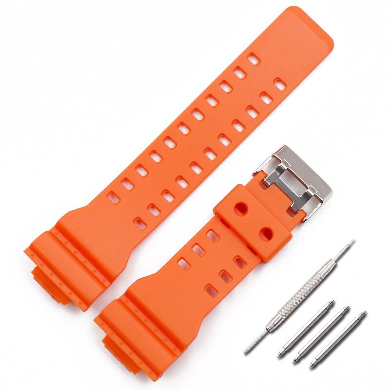 Watch Accessories Rubber Strap Men's Pin Buckle Resin Watch Strap Suitable for Casio G-shock GD120 GA100 GA110 GA400 watch band: Orange