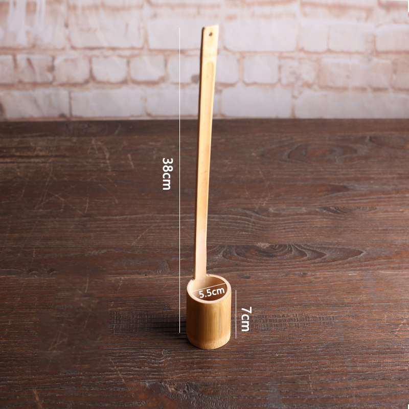 Cuillère à eau de racine de bambou à Long manche, outils de cuisine carbonisés, vaisselle de table, ustensiles de cuisine pour thé Kung Fu outils à thé: F