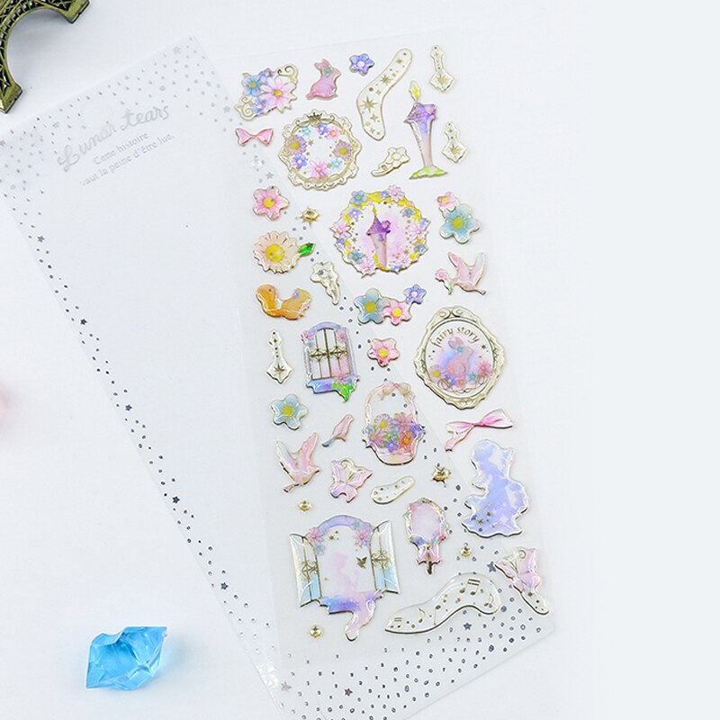 Fantasy water stickers bronzing 3D environmental protection mobile phone diary handbook sticker material children's: D-9