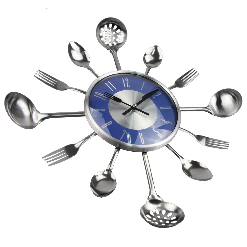 Large Cutlery Kitchen Wall Clock Medern Metal Kitchen Spoon Forks Wall