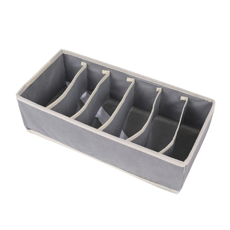 Underwear Bra Storage Box, Foldable Fabric Closet Organizer Drawer Closet Organizers Boxes for Underwear Scarves Socks Bra ect.: 1pcs Grey 6 cells