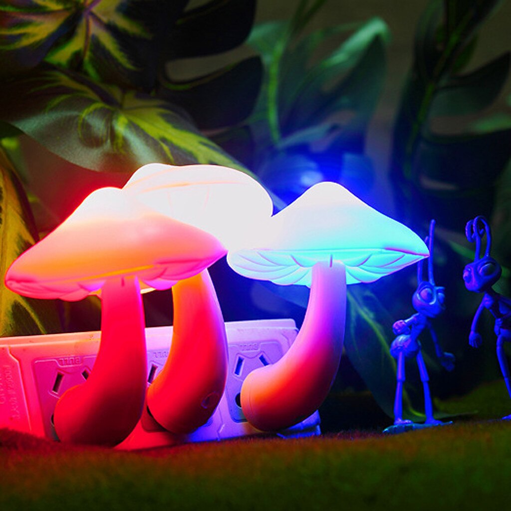 Coloré capteur LED veilleuse économie d'énergie champignon LED veilleuse capteur contrôle lampe chevet mur 2.26