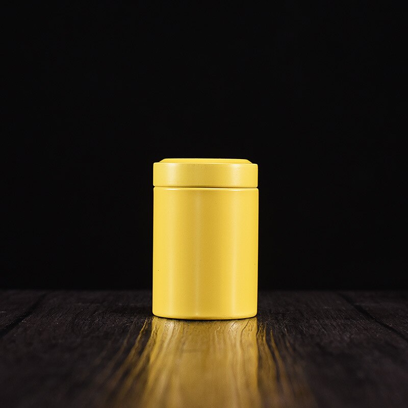 50g Round Sealed Metal Tea Can Coffee Spice Tea Container Outdoor Portable Universal Packaging Empty Tin Box: Yellow