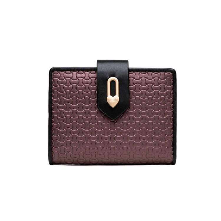 Short Wallet Women Zipper Hasp Panelled Small Purse High Capacity Coin Purse Card Holder: Burgundy