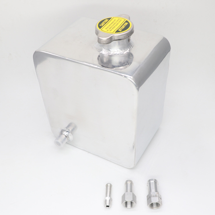 Universal 2 Litre Polished Alloy Header Expansion Water Tank& Cap WATER HEADER TANK Coolant Overflow Tank Reservoir Kit