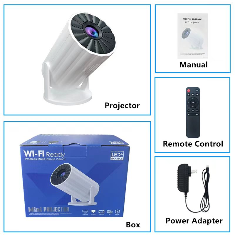 RUSMR RY006 LED Outdoor Mini HD 1080P Mobiler Projektor USB Kinderprojektor Ultraklarer tragbarer Mini-Miniprojektor: color4 / US-Stecker