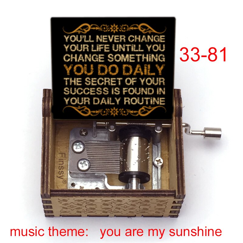 Wooden Music Box music theme You are My Sunshine Birthday Christmas year greeting inspiring: Mint
